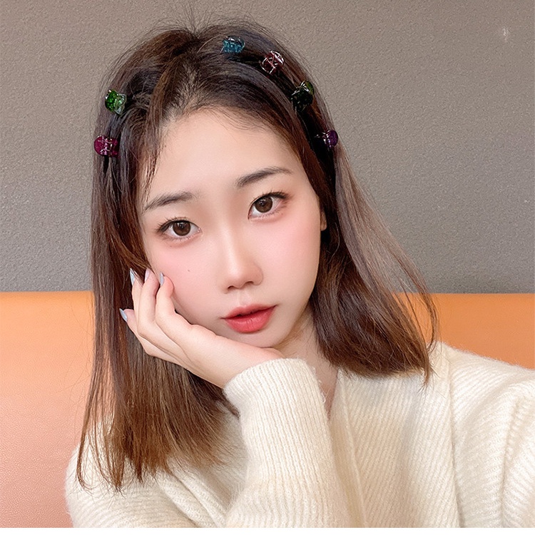 Set 10 Kẹp Tóc Nhỏ Bện Dây Đính Lông Cho Bé Gái