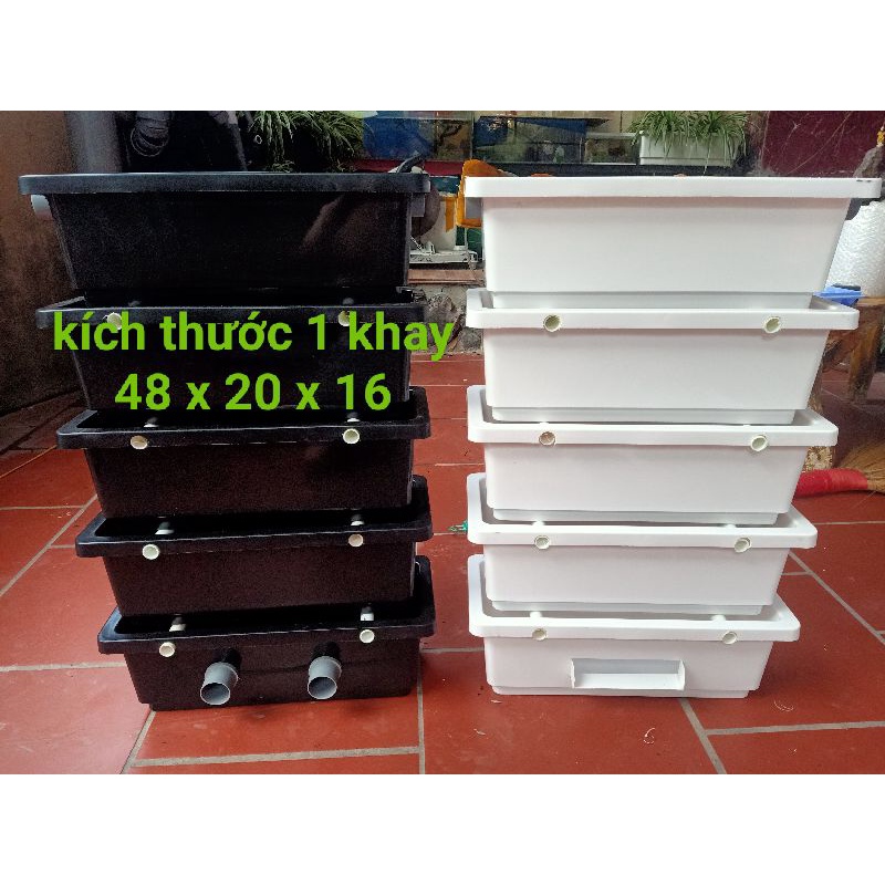 Baki lọc hồ cá kết hợp ngăn lắng tách phân kt 1 tầng 48 x 20 x 16 cm