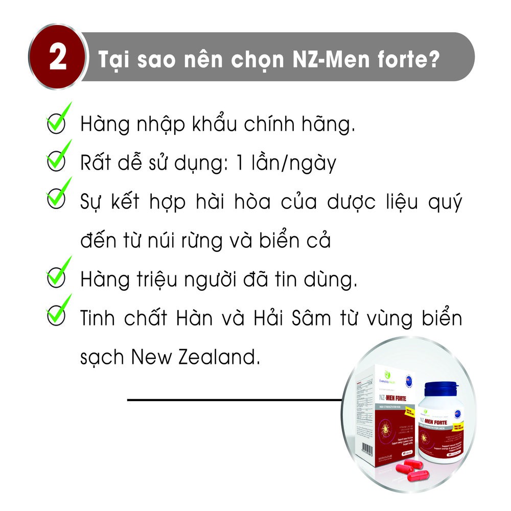 Sản phẩm tăng cường sinh lý nam giới NZ-MEN FORTE, Hàu, Hải Sâm New Zealand, yếu sinh lý, giảm mãn dục