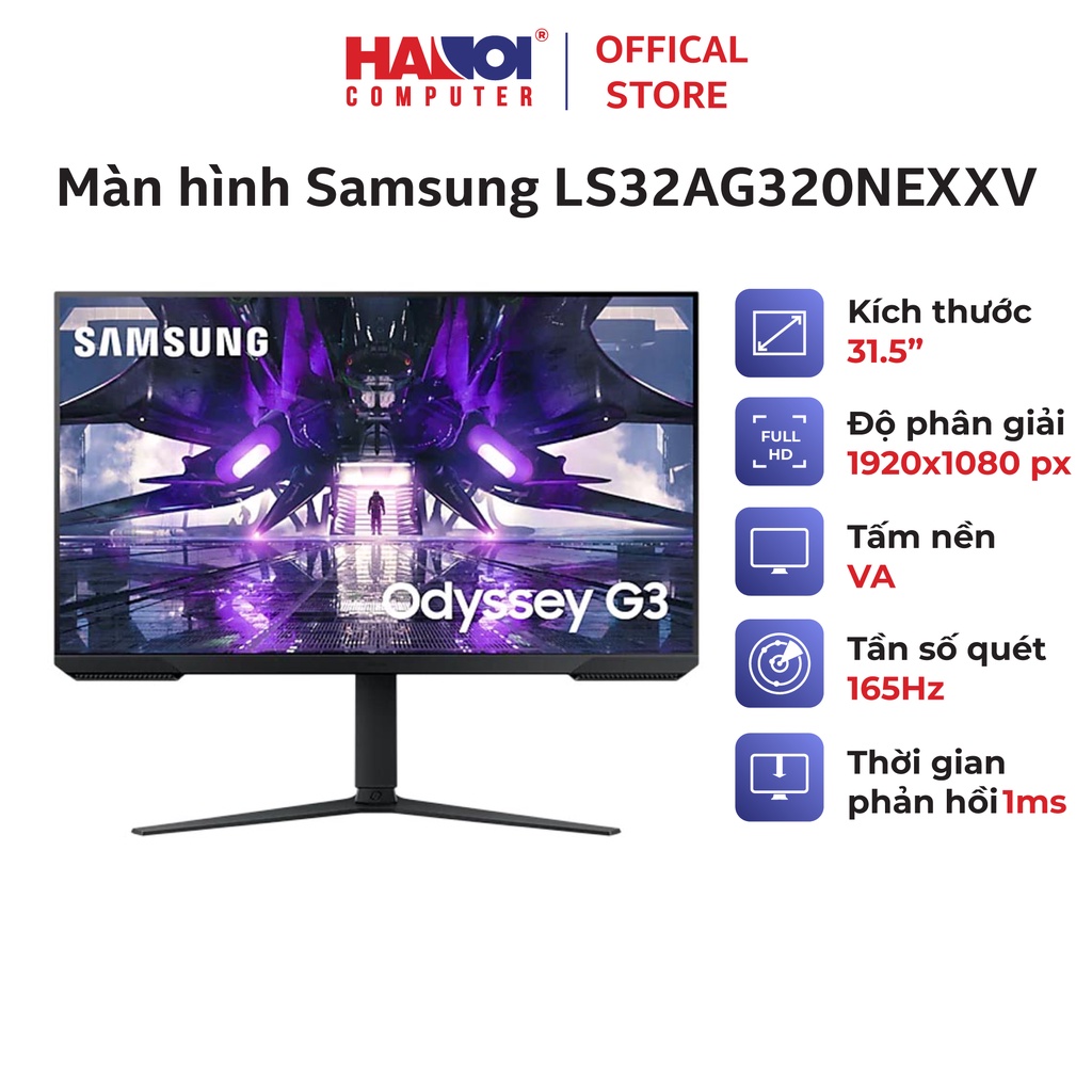 Màn hình Samsung LS27AG320NEXXV (27 inch/FHD/VA/165Hz/1ms/250 nits/HDMI+DP+Audio/Freesync)