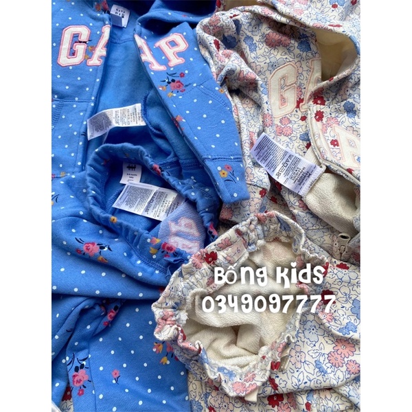 Bộ Nỉ Hoodie Kéo Khoá Bé Gái Tai Gấu G