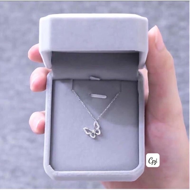 Dây chuyền liền mặt hình con bướm gắn hột đá nhân tạo cực sáng đẹp XƯỞNG BẠC PHƯƠNG CẢNH CPJ