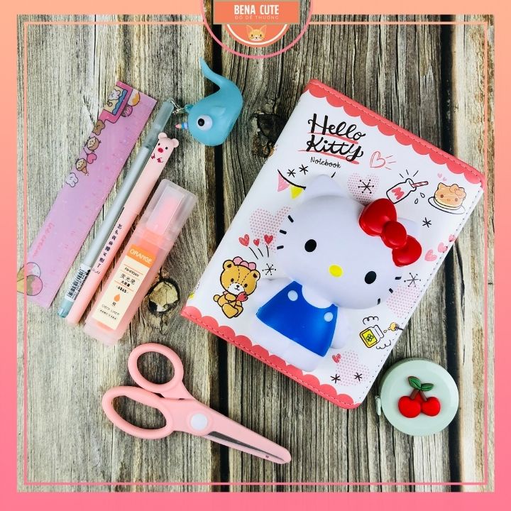 Sổ tay cao cấp ⚡Hello Kitty⚡ cute cực HOT có hình nổi dễ thương để bóp nắn giảm stress - độc đáo
