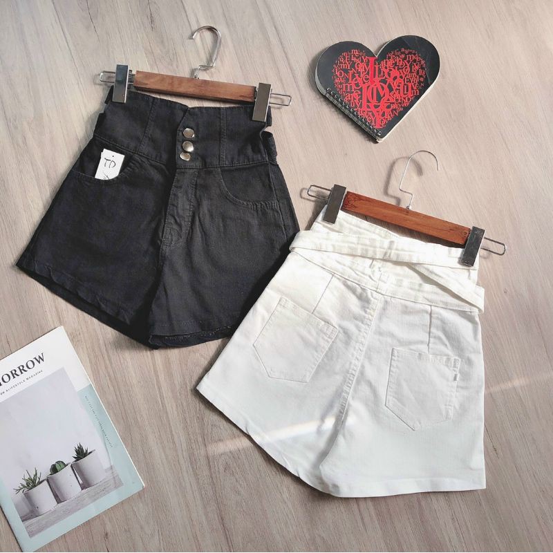 Quần shorts 3 nút lưng siêu cao