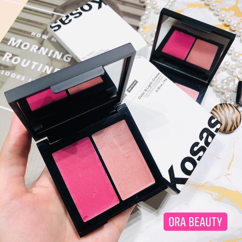 Bảng kem má hồng tạo khối KOSAS Color &amp; Light: Crème Cream Blush &amp; Highlighter Duo