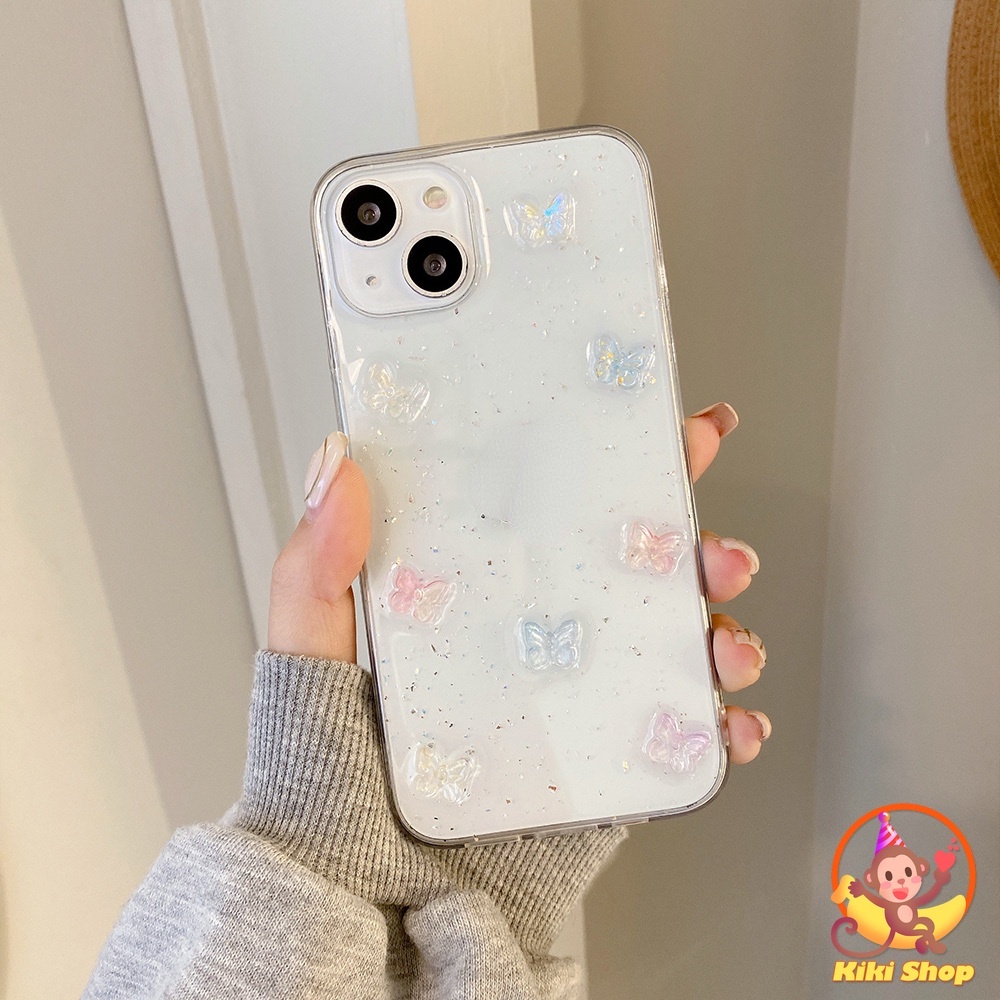 Ốp Điện Thoại Hình Bướm 3D Lấp Lánh Cho iPhone 14 Pro Max 11 11 2 13 Max XS XR 8