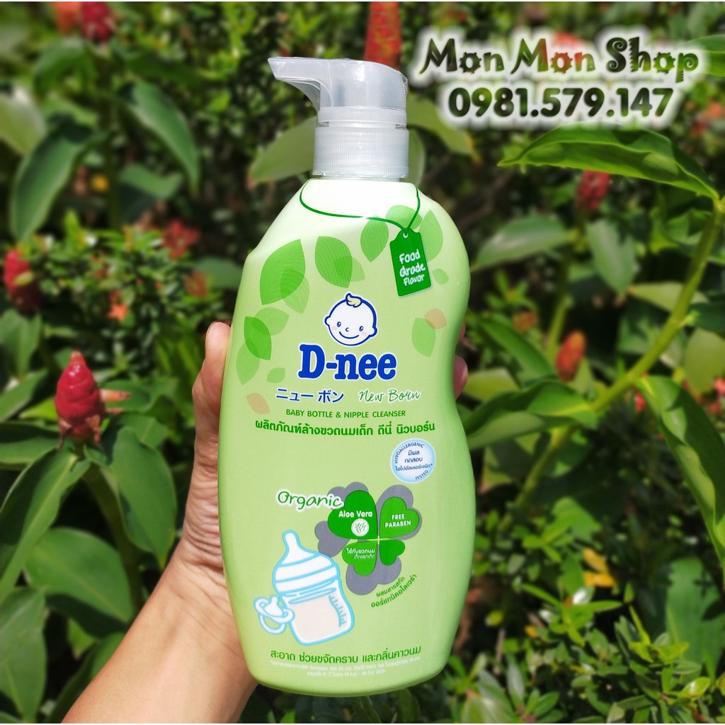 [Mẫu mới nhất] Chai nước rửa bình sữa/ xúc bình sữa Organic Dnee chuẩn Thái Lan 620ml có thể rửa trái cây, rau củ