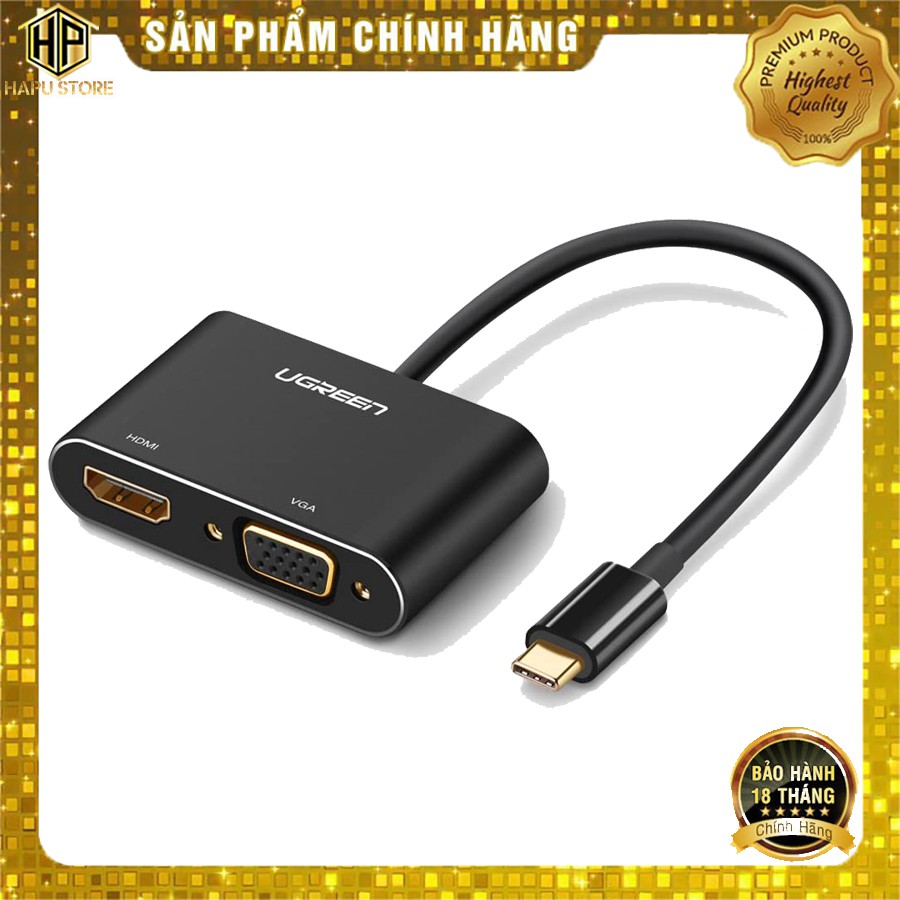 [Mã ELHACE giảm 4% đơn 300K] Cáp chuyển USB Type-C to HDMI và VGA Ugreen 50318 chính hãng - Hapustore