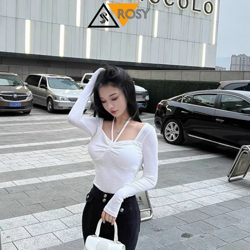 Áo croptop nữ chất thun co giãn cách điệu thêm nhún ngực siêu đáng yêu cho nàng