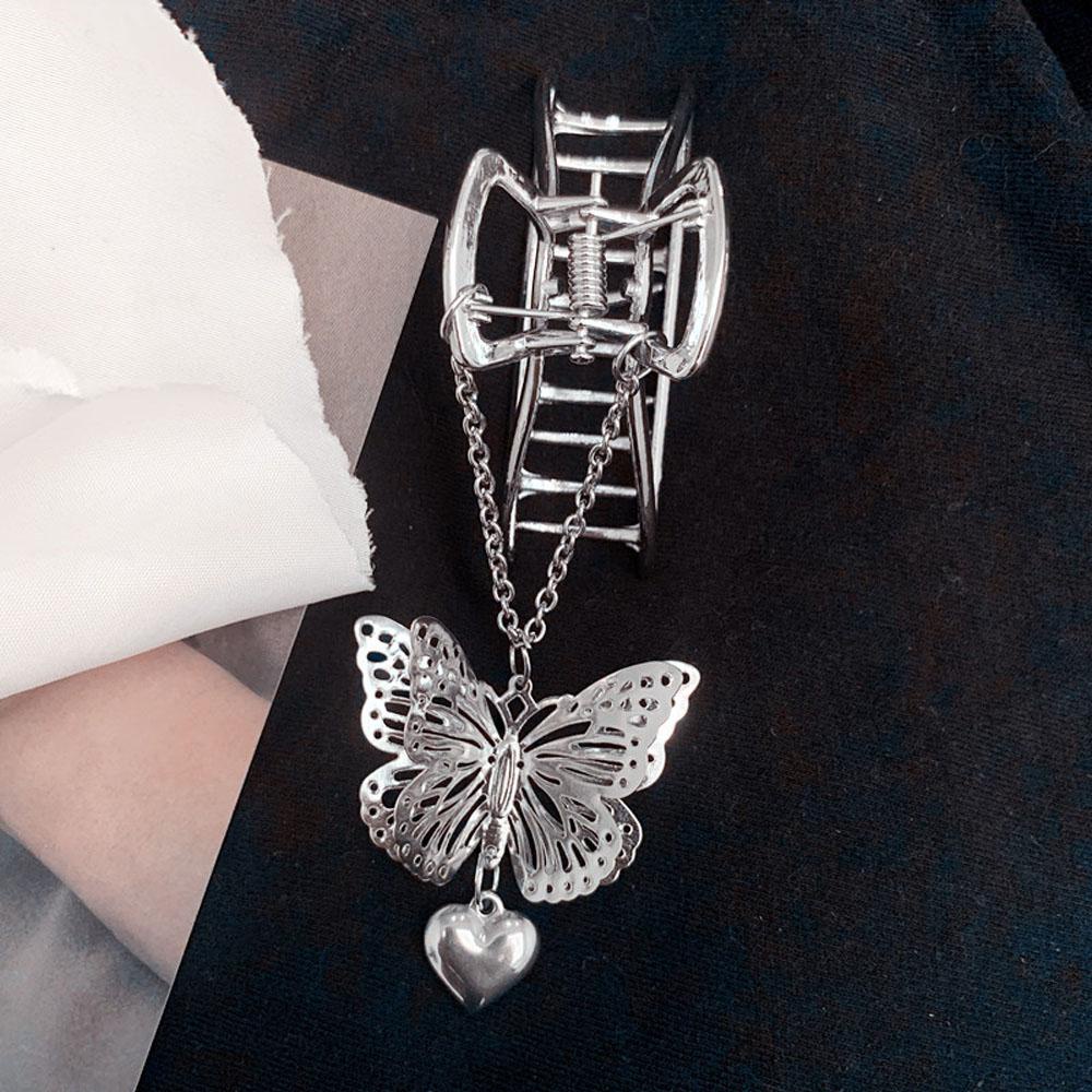QQMALL Kẹp Tóc Hình Bướm Rỗng Phong Cách Vintage Thời Trang Cho Nữ