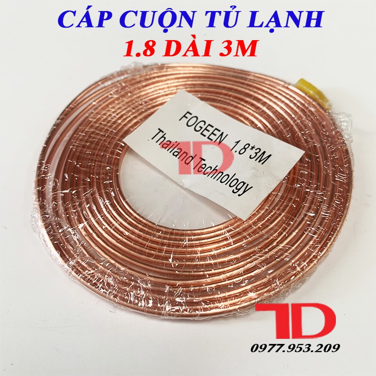 CÁP TỦ LẠNH 1/6, CÁP CUỘN PHI 1.8mm DÀI 3M