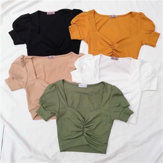 ÁO THUN GÂN CROPTOP CHIẾT NGỰC- ảnh thật shop chụp