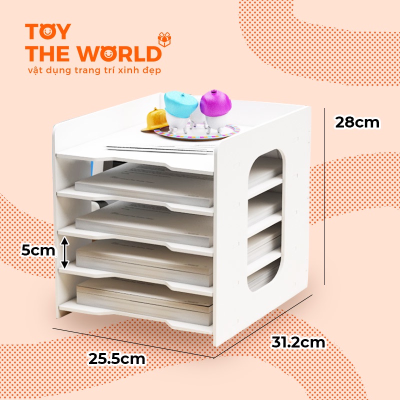 Smaill Studio Kệ chia ngăn đựng giấy, tài liệu văn phòng trên bàn nhiều ngăn tiện lợi Desk File Storage Organizer