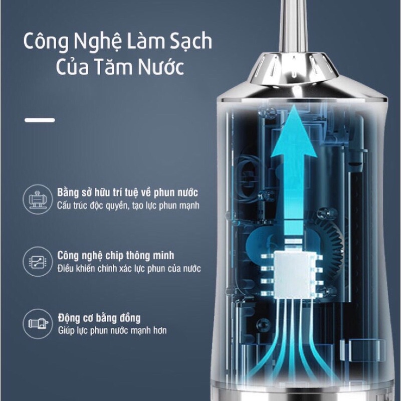 Máy tăm nước vệ sinh răng miệng Oral 3 chế độ phun chăm sóc răng miệng, răng niềng, răng nhạy cảm loại bỏ thức ăn thừa