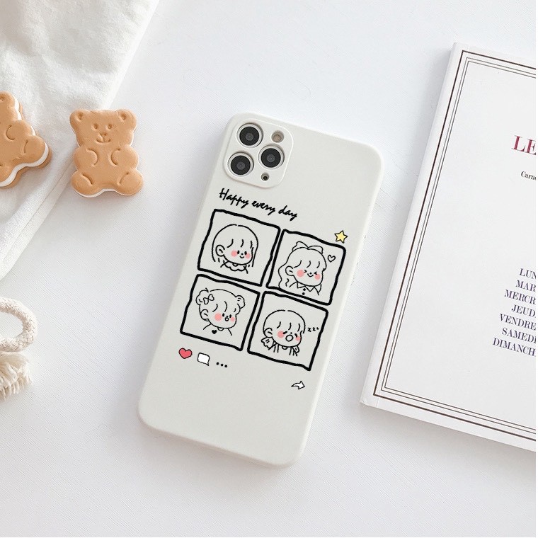 Ốp Lưng Iphone Hình Dễ Thương cạnh vuông TPU 7plus/8/8plus/x/xs/11/11pro/11promax/12/12pro/12promax/plus/promax