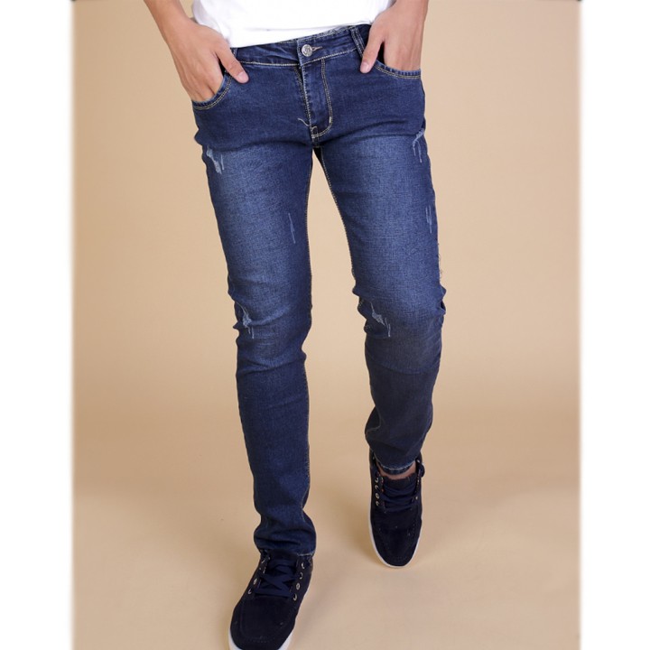 Quần Jean Nam Dáng Ôm Vừa Vải Mềm Màu Xanh Đậm Bền Màu | BigBuy360 - bigbuy360.vn