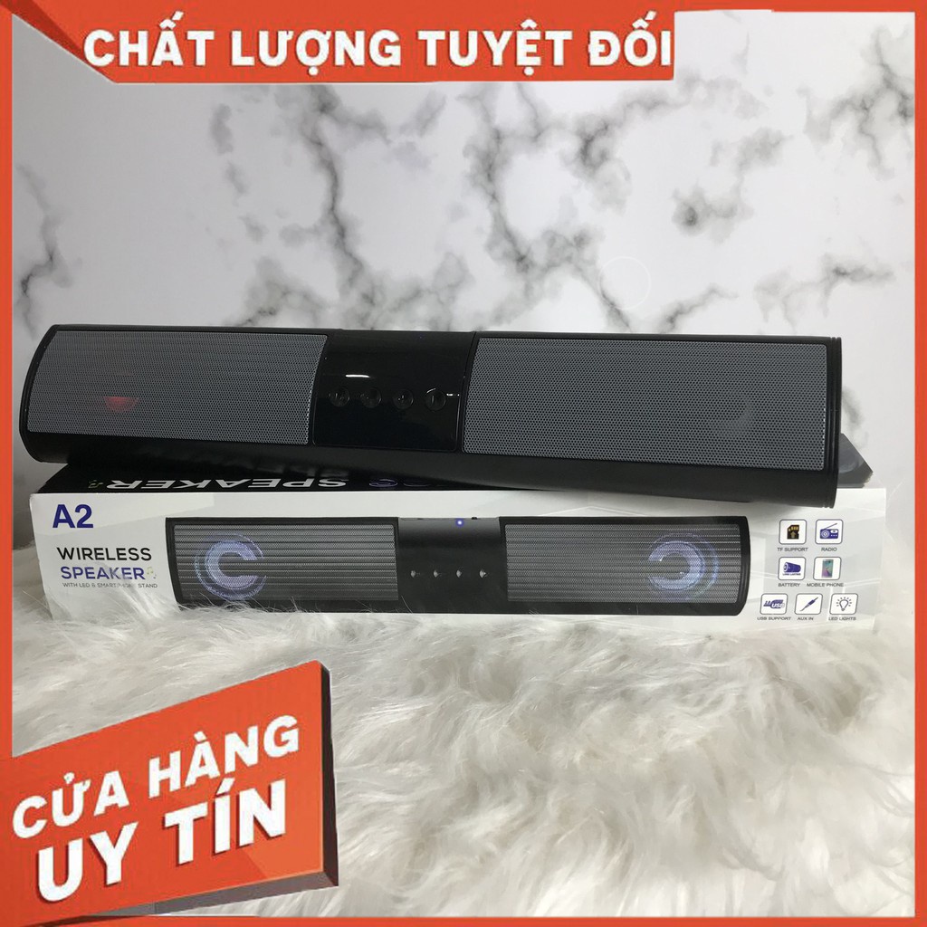 Loa Bluetooth Speaker A2 Dáng Dài 2 Loa Cực Đỉnh, Kểu Dáng Sang Trọng Hỗ Trợ Thẻ Nhớ, Đài FM