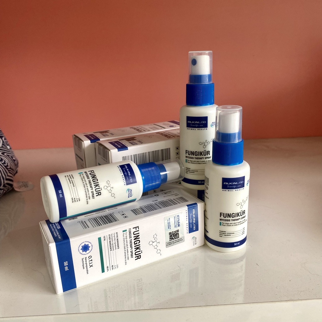 [Tem chống hàng giả] Dung dịch trị nấm và viêm da cho chó mèo ALKIN FUNGIKUR chai xịt 50ml