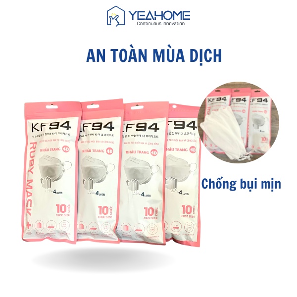 Gói 10 Cái Khẩu Trang KF94 Y Tế 3D 4D Hàn Quốc Chống Bụi Mịn Kháng Khuẩn Hàng Cao Cấp Bee Bee Doctor - Yeahome Care