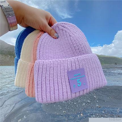 Mũ beanie dệt kim co giãn giữ ấm thời trang cho bé 3-8 tuổi