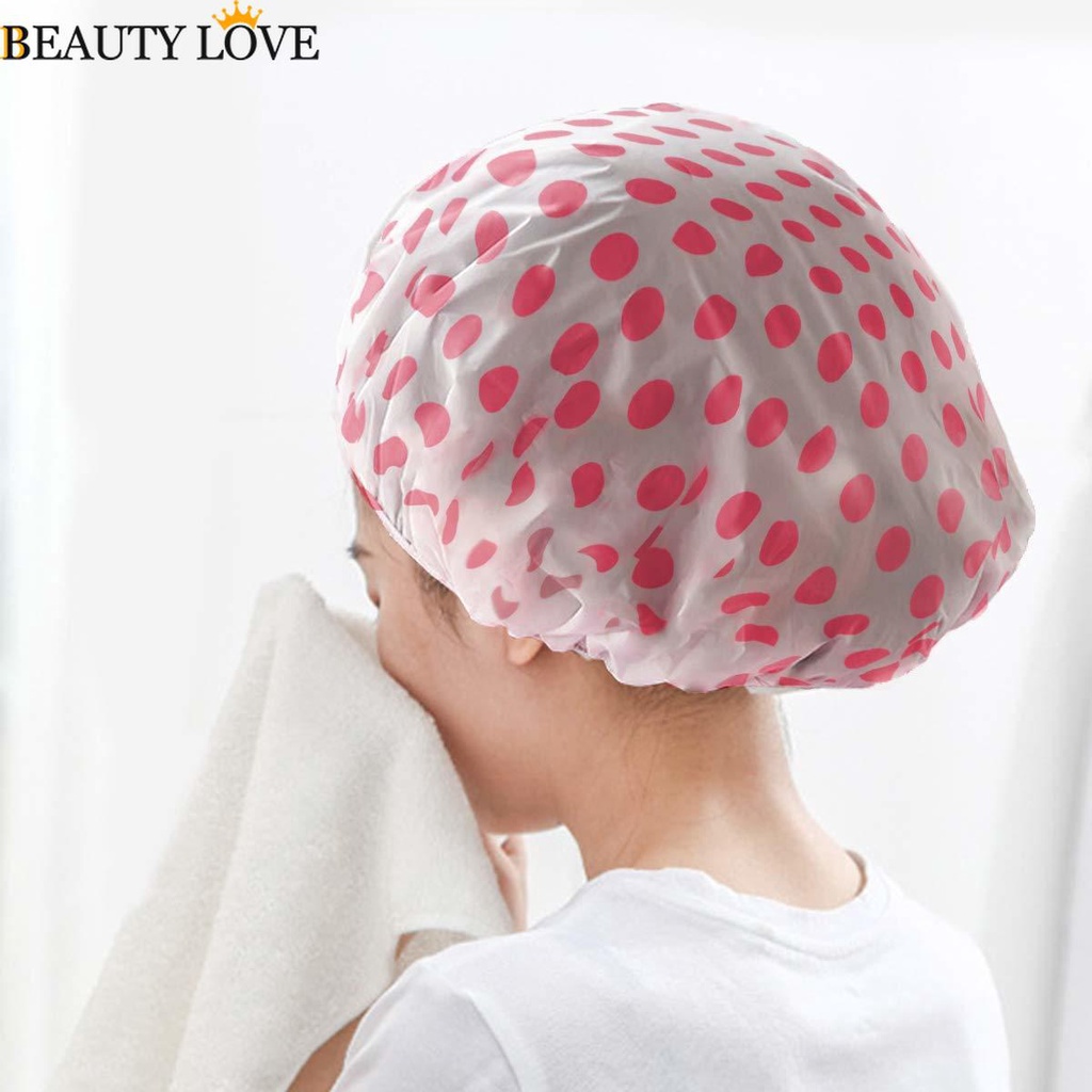Mũ Trùm Tóc Bằng Nhựa EVA Dày Chấm Bi Chống Nước Chất Lượng Cao Cho Nữ