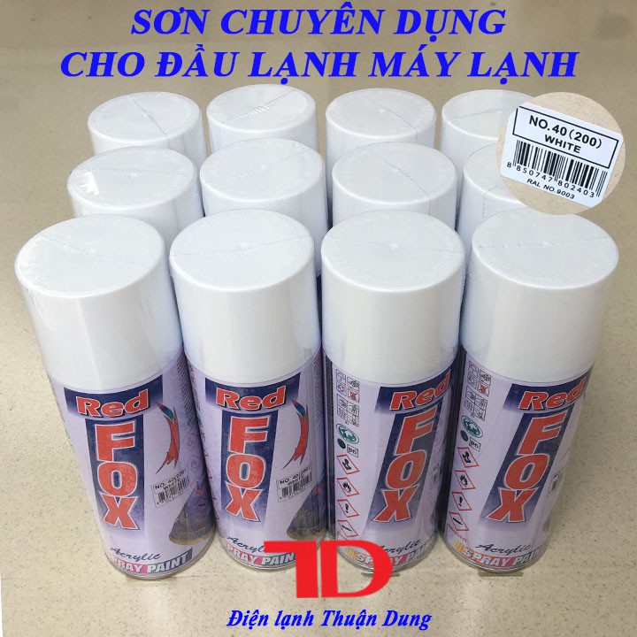 COMBO 12 chai Sơn chuyên dụng cho đầu lạnh Máy Lạnh WHITE 200 NO.40, Sơn RedFox