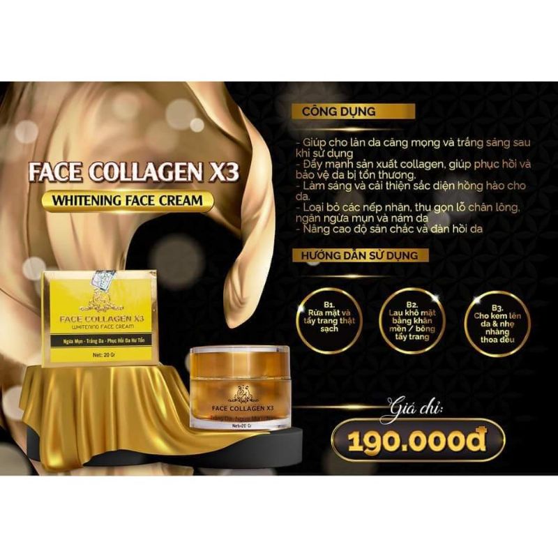 () Kem Face Collagen X3, Kem Dưỡng Trắng Da Mặt, Ngừa Mụn 20g