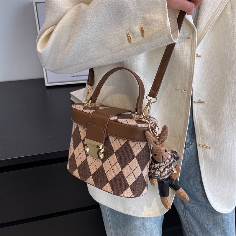 Túi Xách Dáng Hộp Kèm Quai Xách Tay Hoạ Tiết Kẻ Caro Hàng Thời Trang Cao Cấp