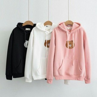 Áo hoodie, áo khoác nỉ thêu mặt gấu Line cute