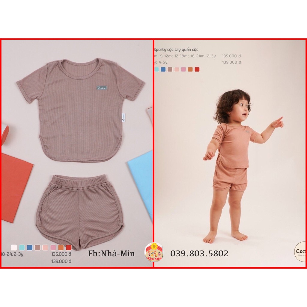 Bộ sporty cộc tay Cookie chất liệu: Air-cool Knitwear điều hòa nhiệt 4 mùa-HÀNG SALE | BigBuy360 - bigbuy360.vn