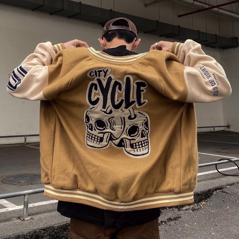 Áo khoác bomber nam,nữ varsity jacket DOFN Jiang Store - Áo khoác bóng chày unisex form rộng cao cấp