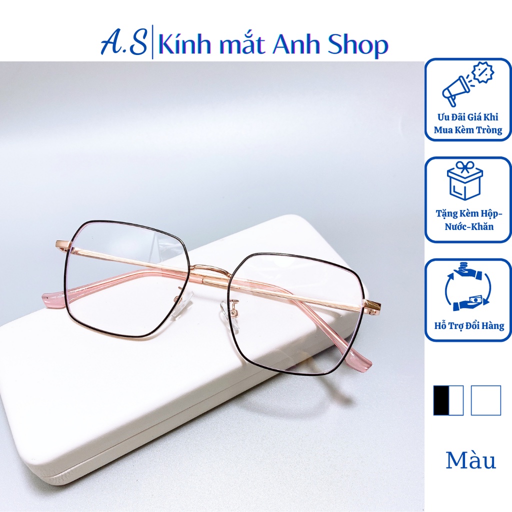 Kính giả cận kim loại thời trang kiểu vuông to thiết kệ to cá tính nhiều màu sắc 72567