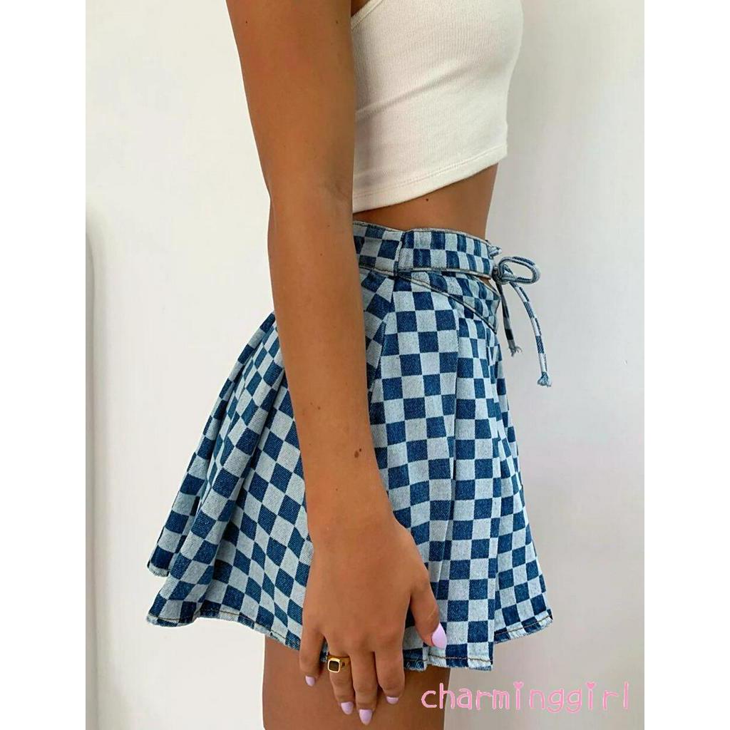 Chân Váy Jeans Chữ A Lưng Cao Thời Trang Quyến Rũ Cho Nữ