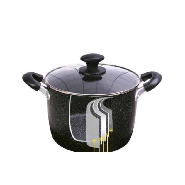 Nồi chiên, rán,nấu Vân đá chống dính SARA NHẬT BẢN cực tốt (dùng cho bếp từ ) size 22 cm cao 7086