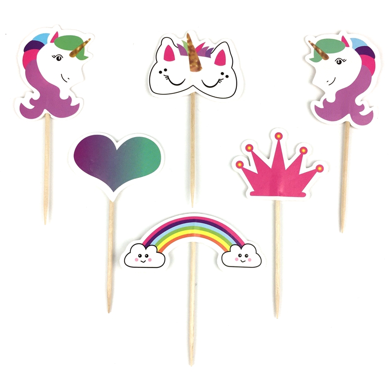 Set 24 phụ kiện trang trí bánh cupcake hình kỳ lân dễ thương