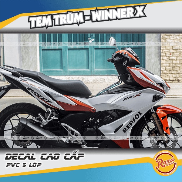 Tem trùm WINNER X màu trắng | Decal PVC 5 lớp cao cấp | Mã tem: WINX 0174
