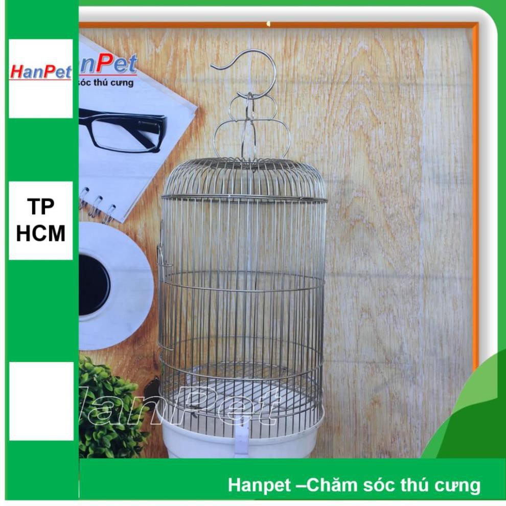 Hanpet.GV- Lồng chim Inox chống gỉ sét, loại bé dành cho chim khuyên- tặng áo lồng và máng ăn, máng uống- 60