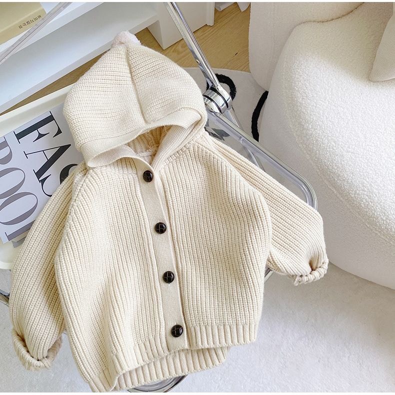 Áo Khoác Len Cardigan Có Mũ Trùm Thời Trang Mùa Thu 2022 Mới Cho Bé Trai / Gái