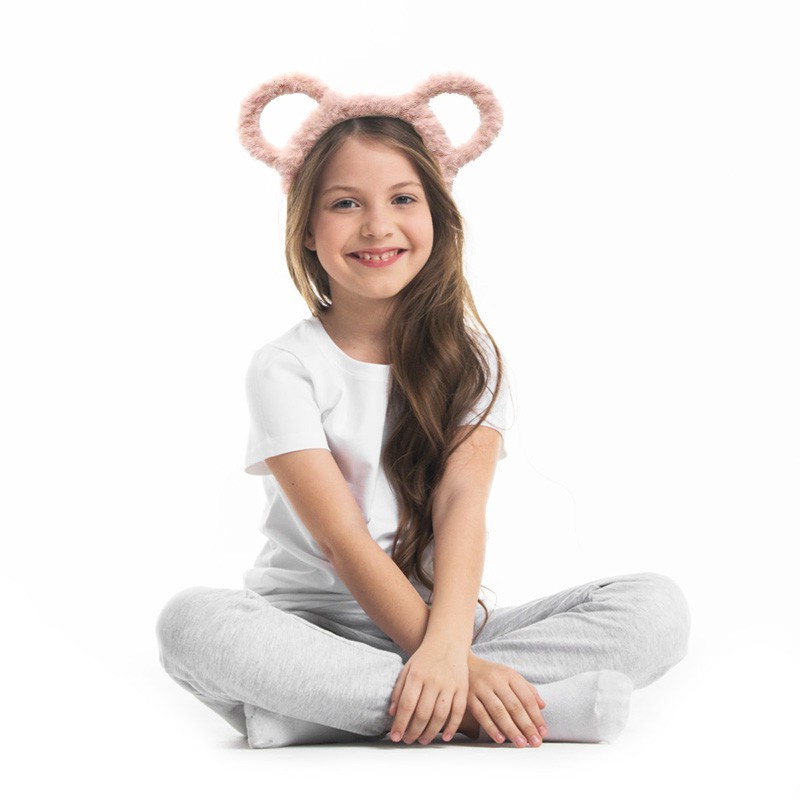 Băng Đô Tai Thỏ Bằng Vải Bông Mềm Mại Dễ Thương Cho Bé Gái