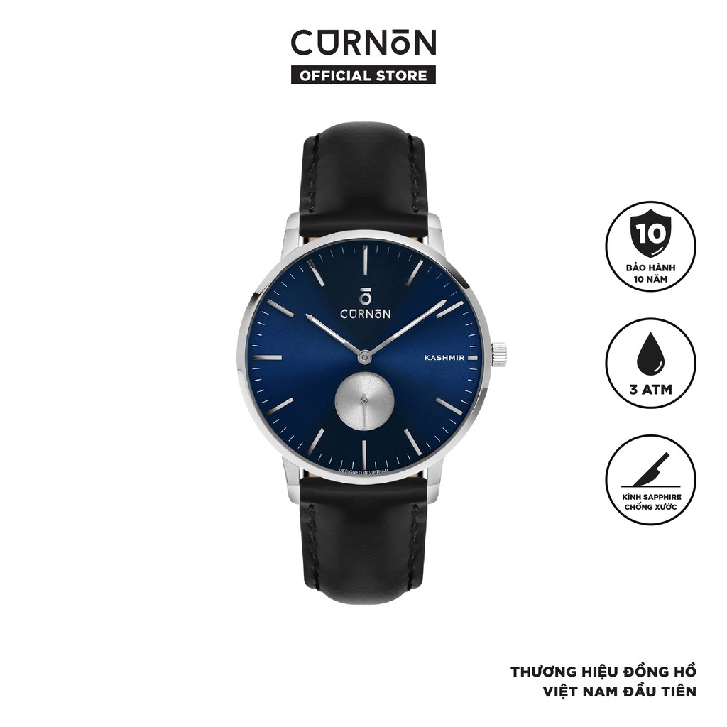 Đồng Hồ Nam Curnon Kashmir Grand Dây Da Chính Hãng Thiết Kế 3 Kim Đeo Tay Thời Trang