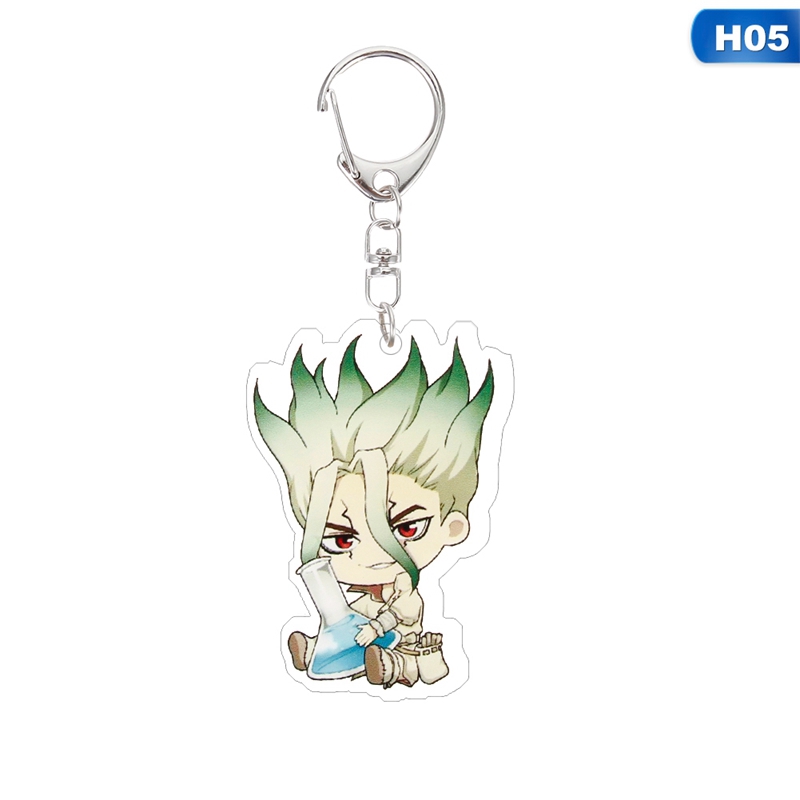 flowersqueen Móc chìa khóa có mặt hình nhân vật trong phim hoạt hình DR.Stone dễ thương