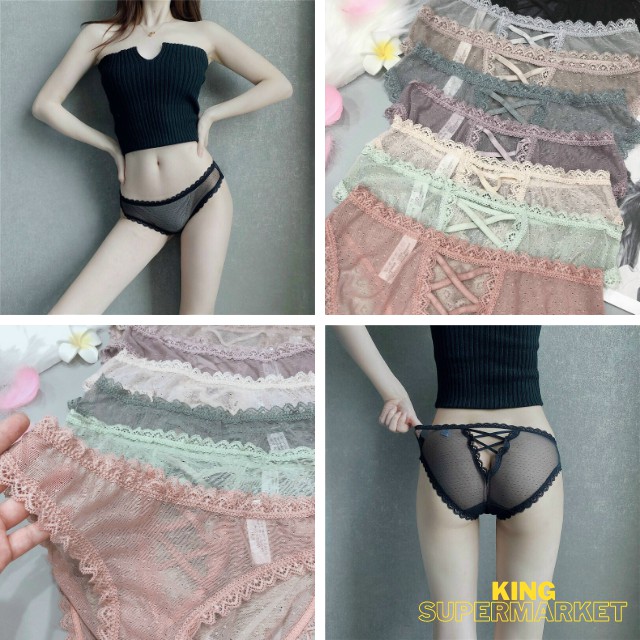 Quần Lót Ren Viền Kết Hợp Dây Chéo Mã QL006