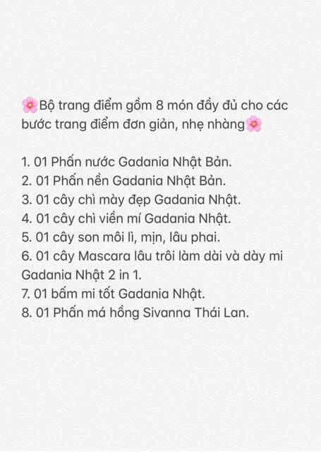 [Xịn sò] Bộ trang điểm "sương sương" 8 món Gadania Nhật chính hãng