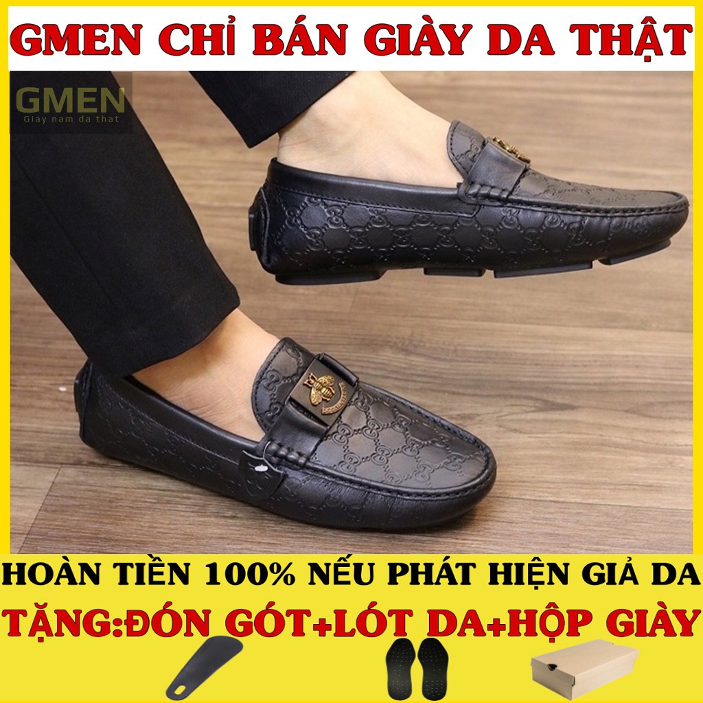 Giày lười nam da thật cao cấp phong cách trẻ trung đế cao su êm chân TK0119
