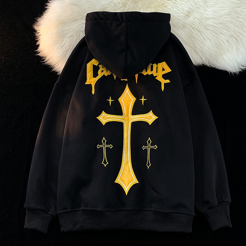 Áo hoodie chữ thập Qcbun Unisex [FREESHIP] Hoodies nỉ ngoại form rộng tay phồng kiểu dáng đường phố cá tính peonyb đẹp