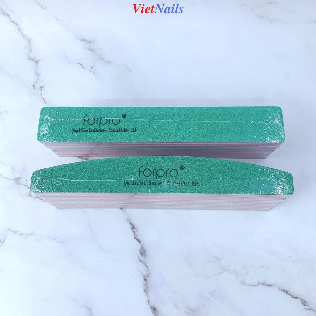 Lốc 10 Dũa Forpro Xanh Lõi Hồng Dũa Móng Tay Dũa Phá Bột Phá Gel Độ Nhám 80/80