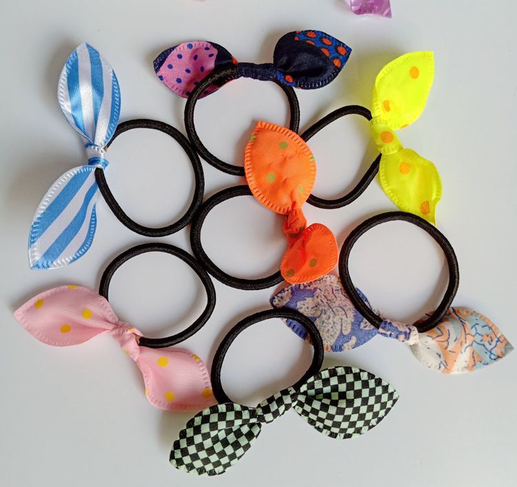Set 10 Dây Thun Buộc Tóc Hình Tai Thỏ Đáng Yêu Cho Bé Gái