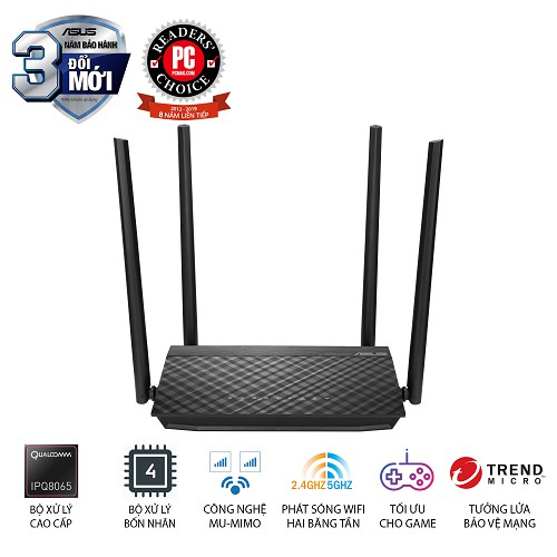 Thiết Bị Router Wifi Asus RT-AC1500UHP Băng Tần Kép - Hàng Chính Hãng