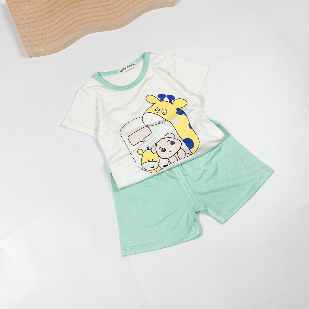 [SALE] Bộ Cộc Tay Cho Bé Trai, Bé Gái Minky Mom Vải Thun Lạnh Hoạ Tiết Nhím Xanh Quần Kẻ, Đồ Bộ Cho Bé Mặc Nhà MKM2234