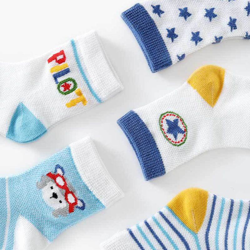 Set 5 Đôi Vớ Cotton Thông Thoáng Cho Bé Trai Từ 1-12 Tuổi